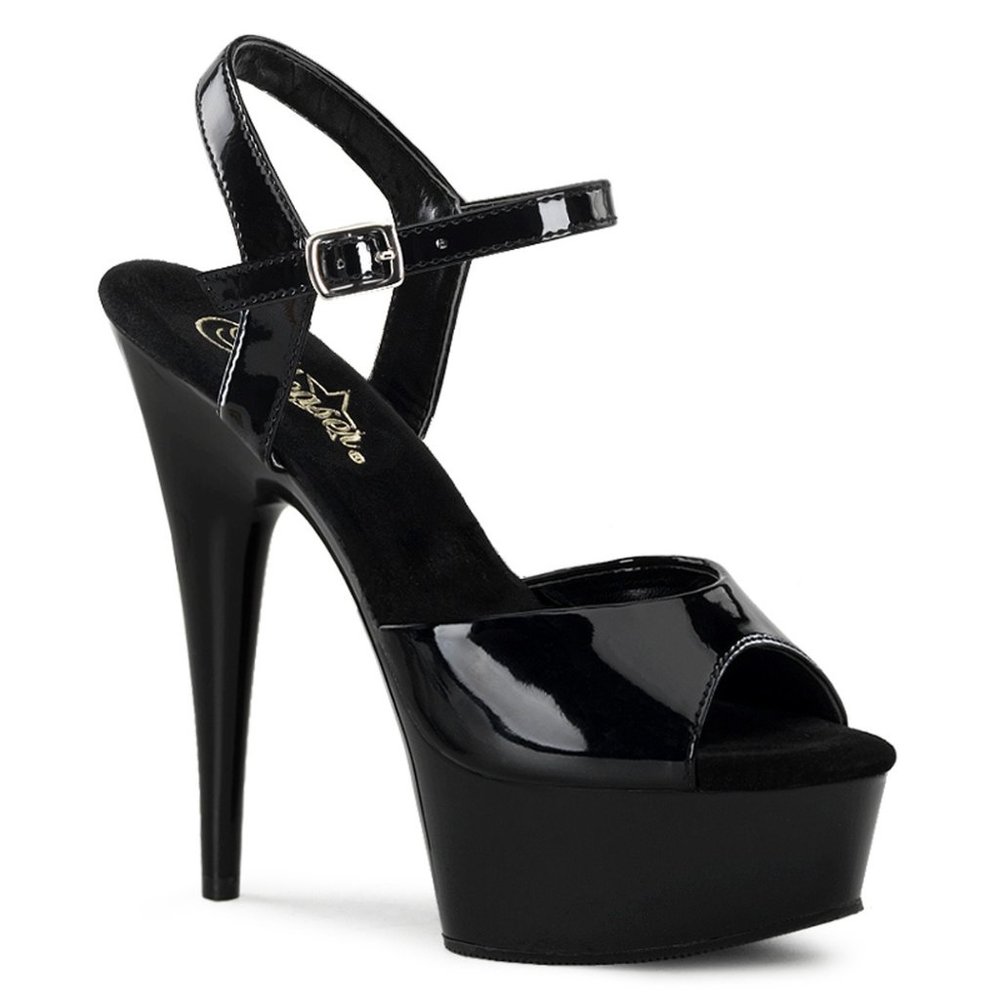 Pleaser Delight 609 Black Platform Sandal Heels